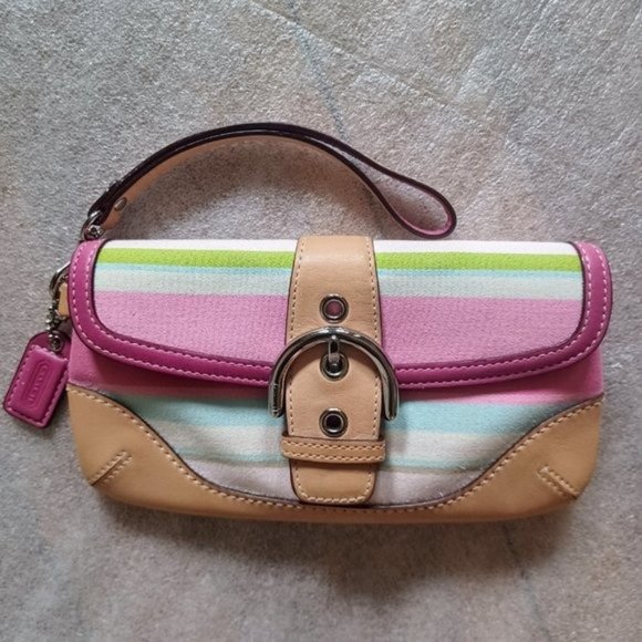 Coach Handbags - COACH Striped Vintage Y2K Wristlet